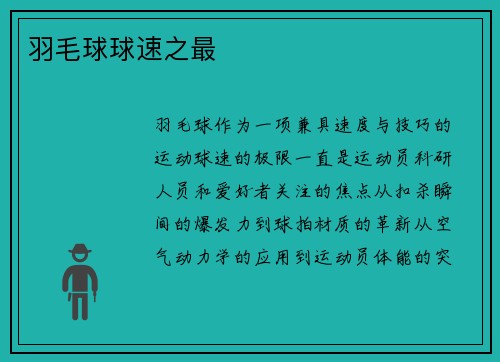 羽毛球球速之最